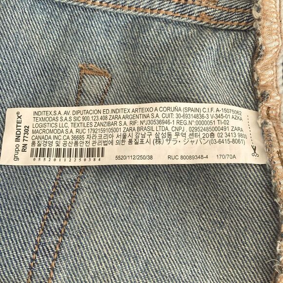 Zara Denim shorts Washed Distressed Unfinished Hem Plus size 20 Boho Moto NWT - Picture 5 of 8